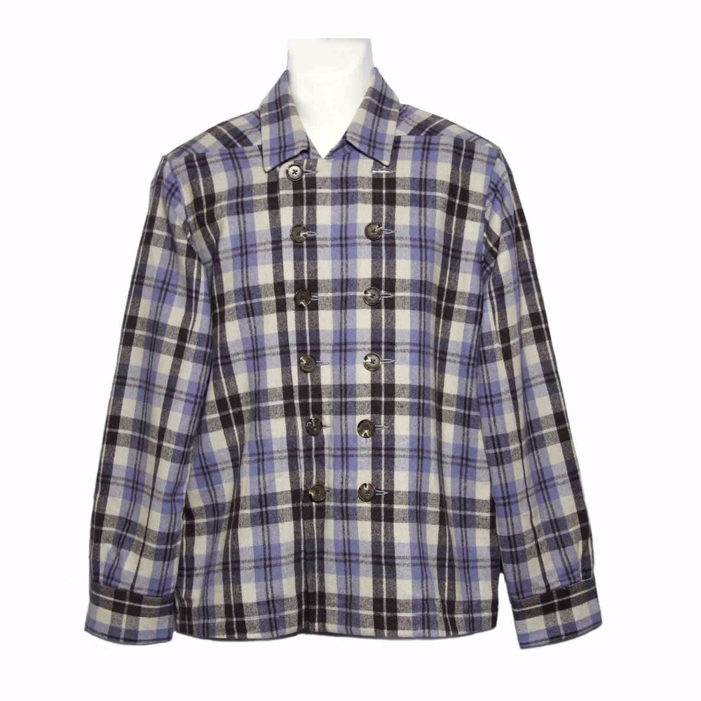 Diesel Shirt Blue Gray Plaid Wool Blend Men's Size Medium
